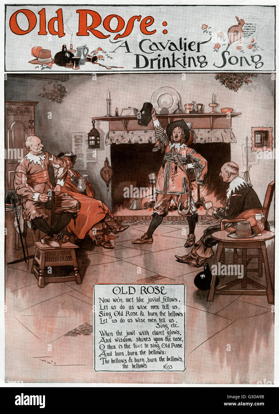 Old Rose - A Cavalier's Drinking Song - &quot;Now we're met like jovial  fellows, let us do as wise men tell us, Sing Old Rose &amp; burn the  bellows, Let us do
