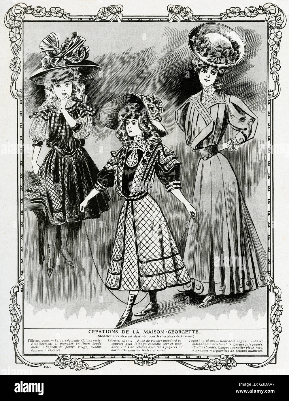 Edwardian girls and teenager 1906 Stock Photo