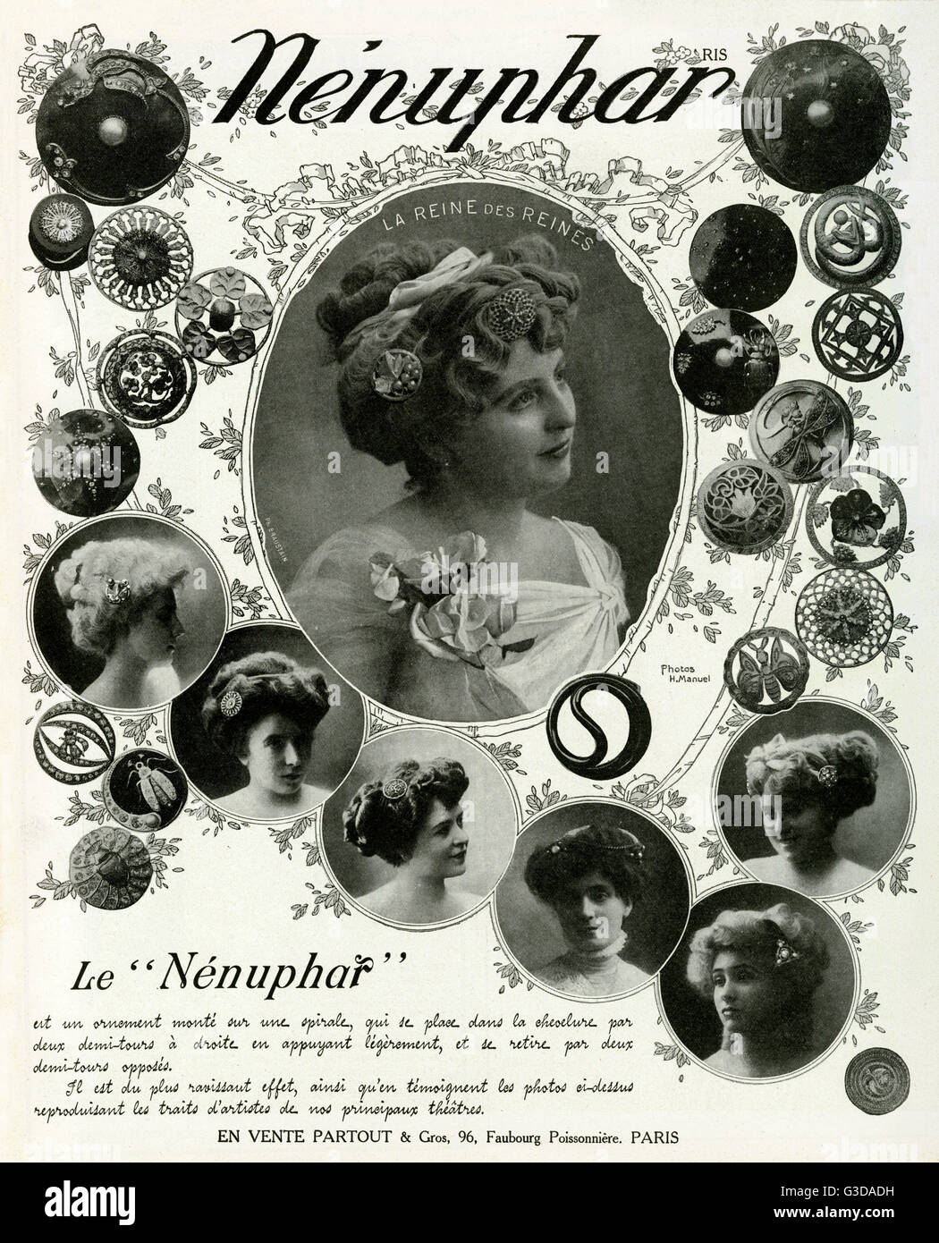 Advert Le Nenuphar, hair accessories 1909 Stock Photo
