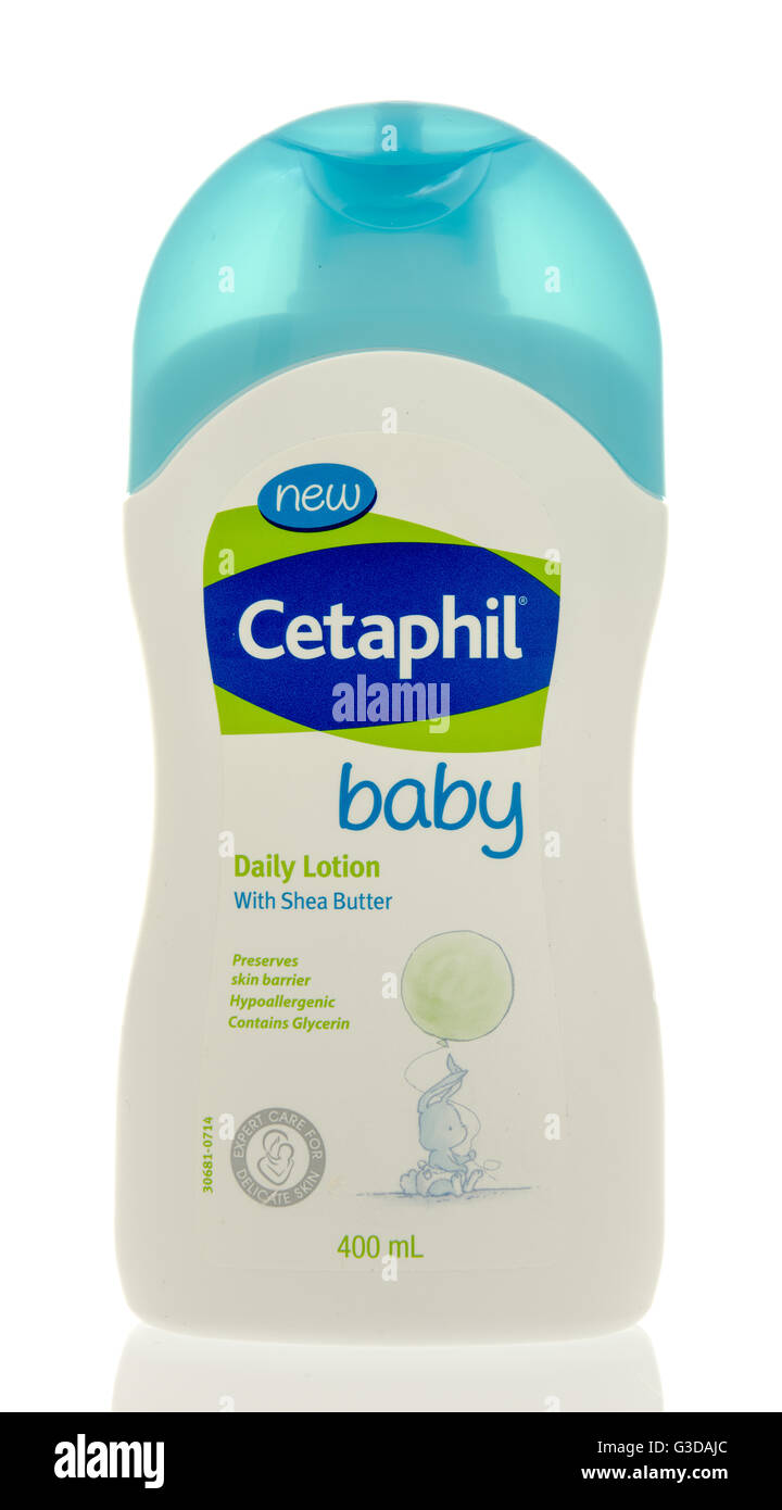 Winneconne, WI - 7 June 2016:  Bottle of Cetaphil baby body lotion on an isolated background Stock Photo