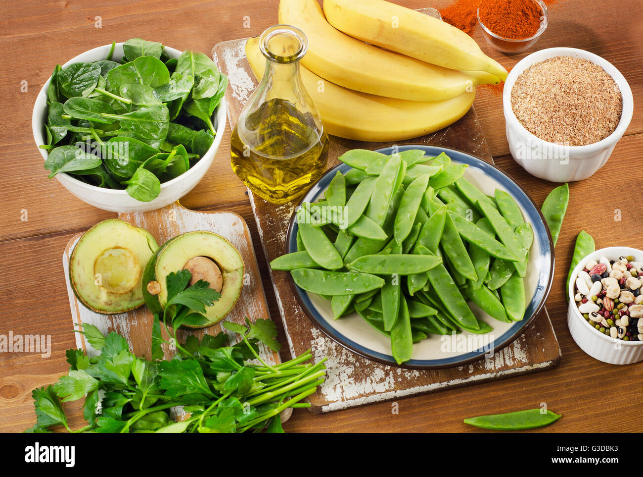 Foods highest in Vitamin K. Top view Stock Photo Alamy