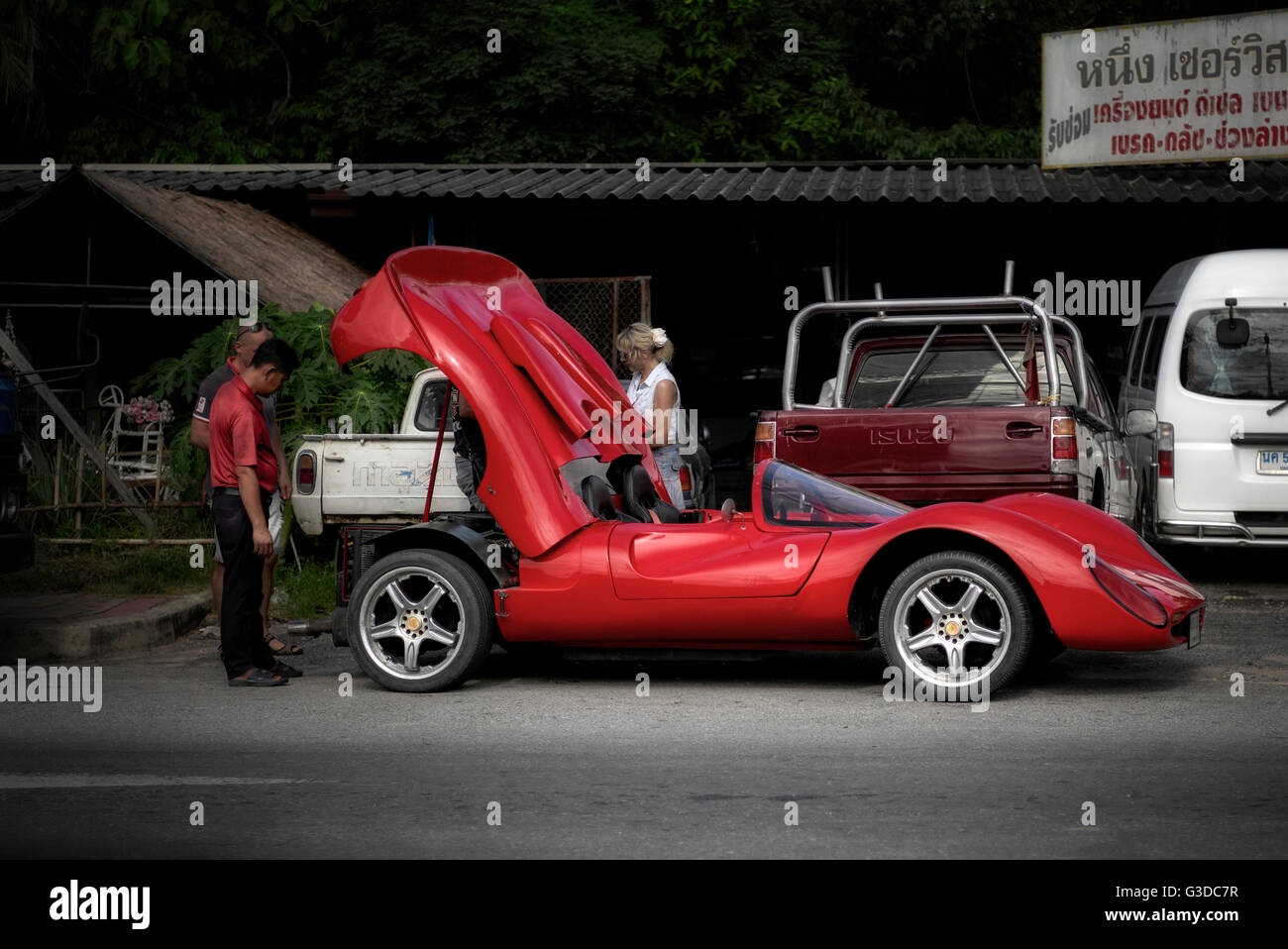 Kit car red.  Ferrari look a like kit car in red. Stock Photo