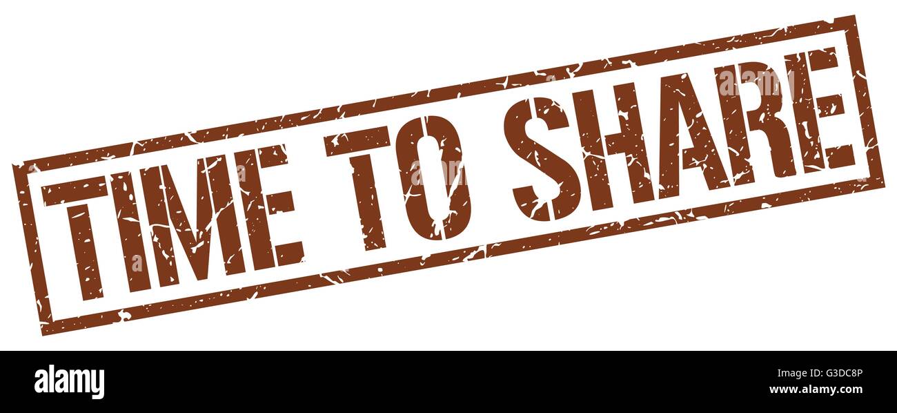 time to share brown grunge square vintage rubber stamp Stock Vector