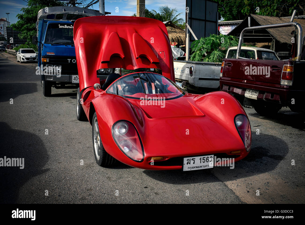 Kit car.  Ferrari look a like kit car in red. Stock Photo