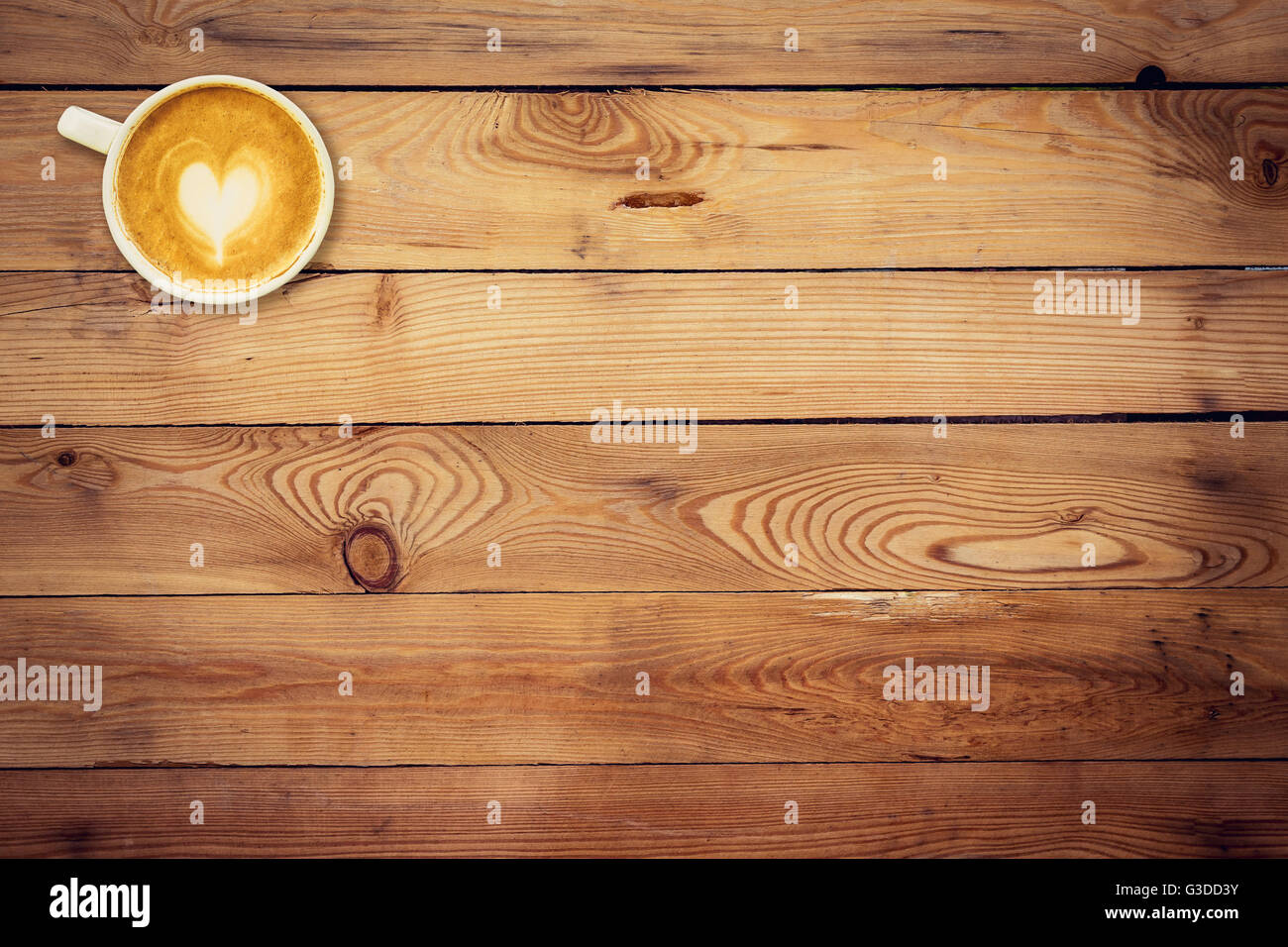 top view coffee on wood table with space Stock Photo - Alamy
