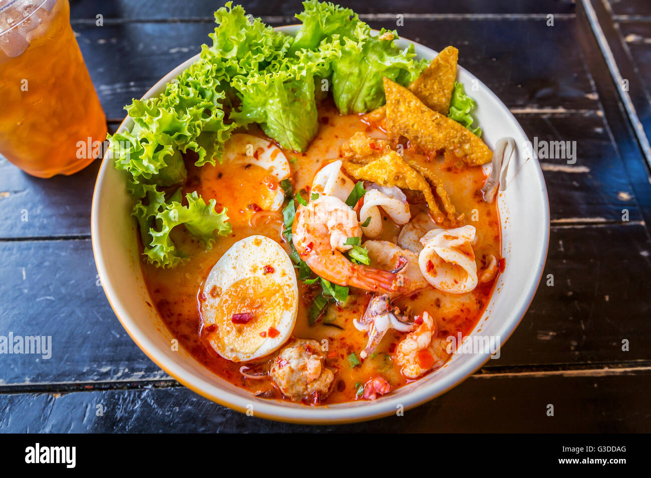 noodle tom yum and thai food with delicious Stock Photo