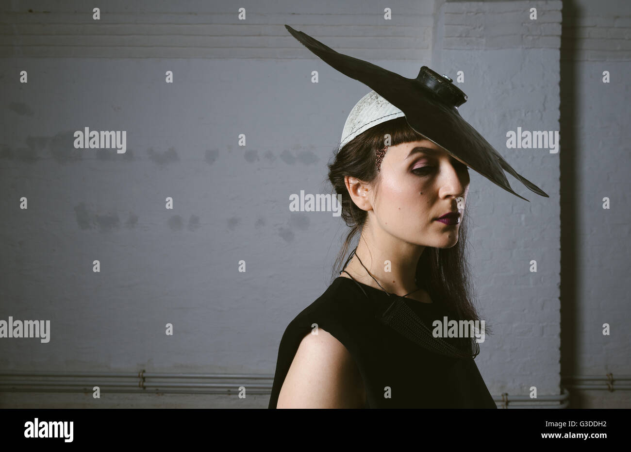 Fashion model with cymbal hat Stock Photo