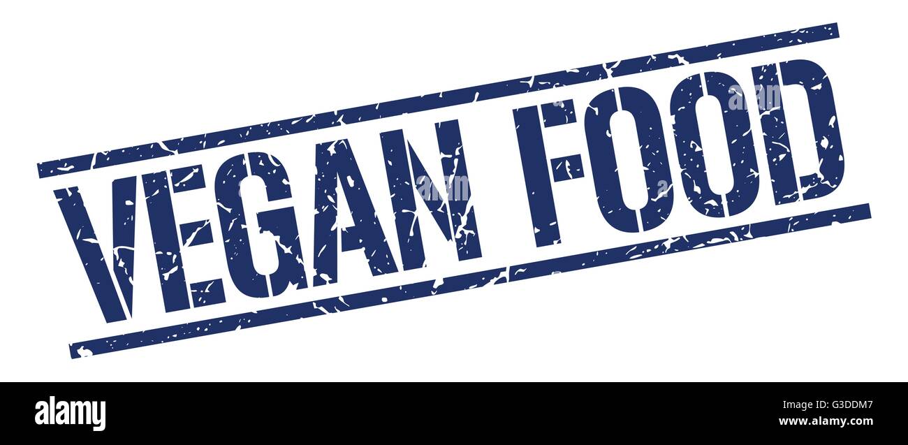 vegan food blue grunge square vintage rubber stamp Stock Vector Image ...