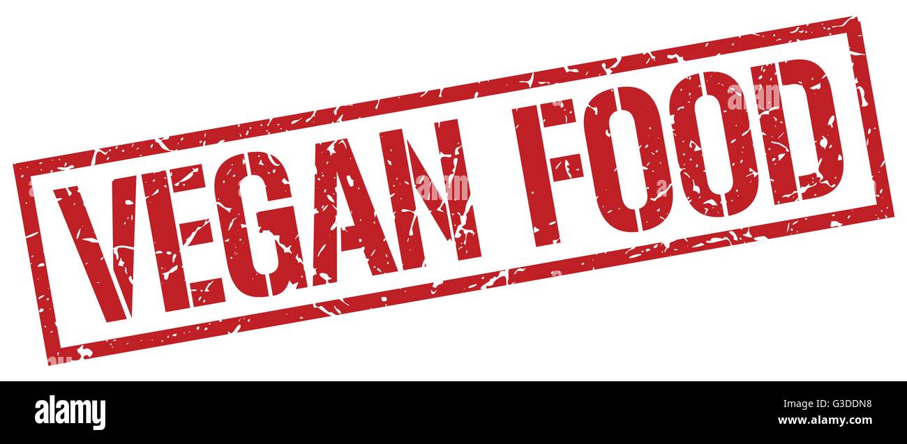 vegan food red grunge square vintage rubber stamp Stock Vector Image ...