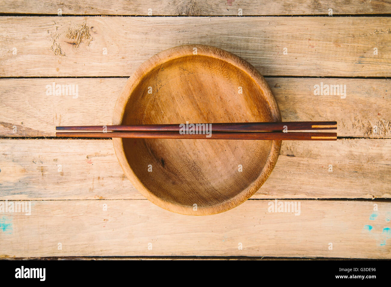 wooden bowls and wooden chopsticks on wood background Stock Photo Alamy