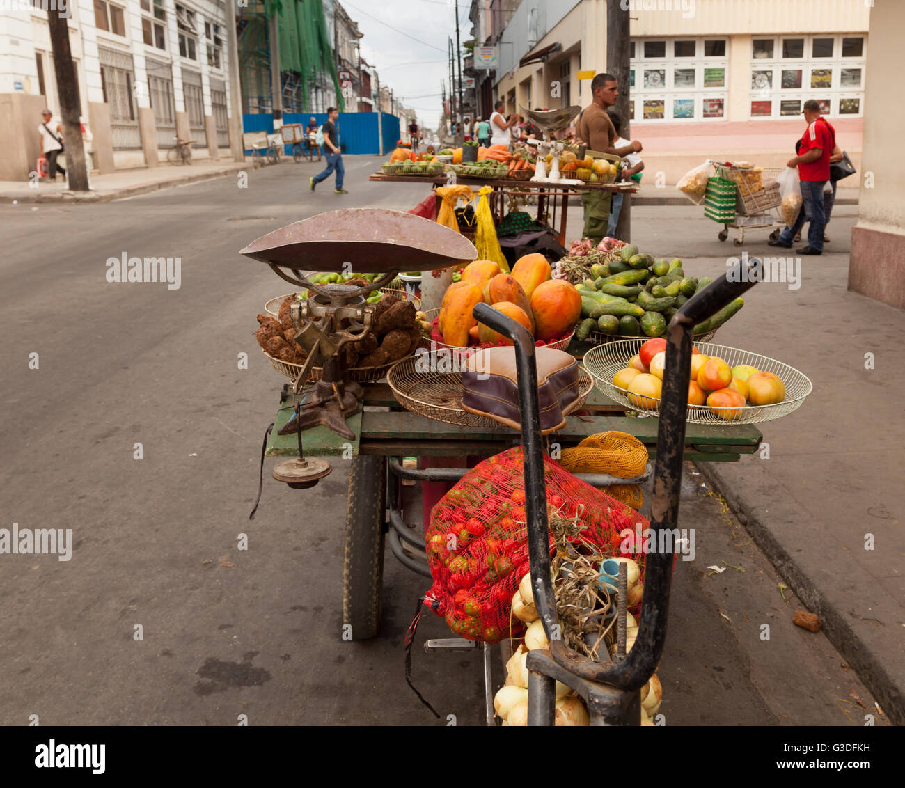 Fresh fruit and vegetables on sale on street in Cienfuegos Stock Photo
