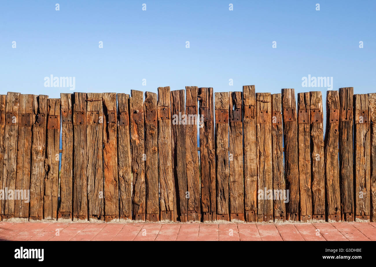 Fence made of Railway Sleepers, logs, Spain Stock Photo Alamy — free download