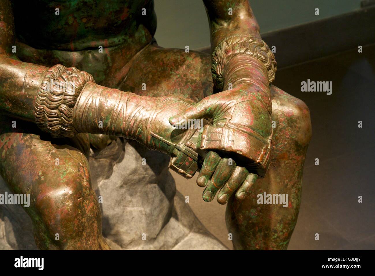 Boxer of Quirinal, or Terme Boxer, Greek Bronze Sculpture, 330 B.C., Palazzo Massimo, National Museum of Rome, Italy Stock Photo