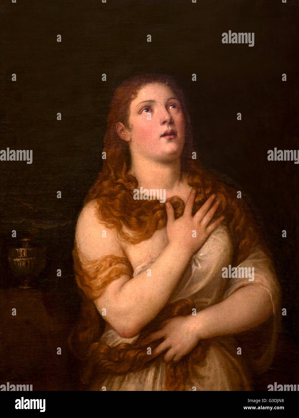 Mary Magdalene Repentant, by Titian, Doria Pamphilj Gallery, Rome, Italy, Europe Stock Photo