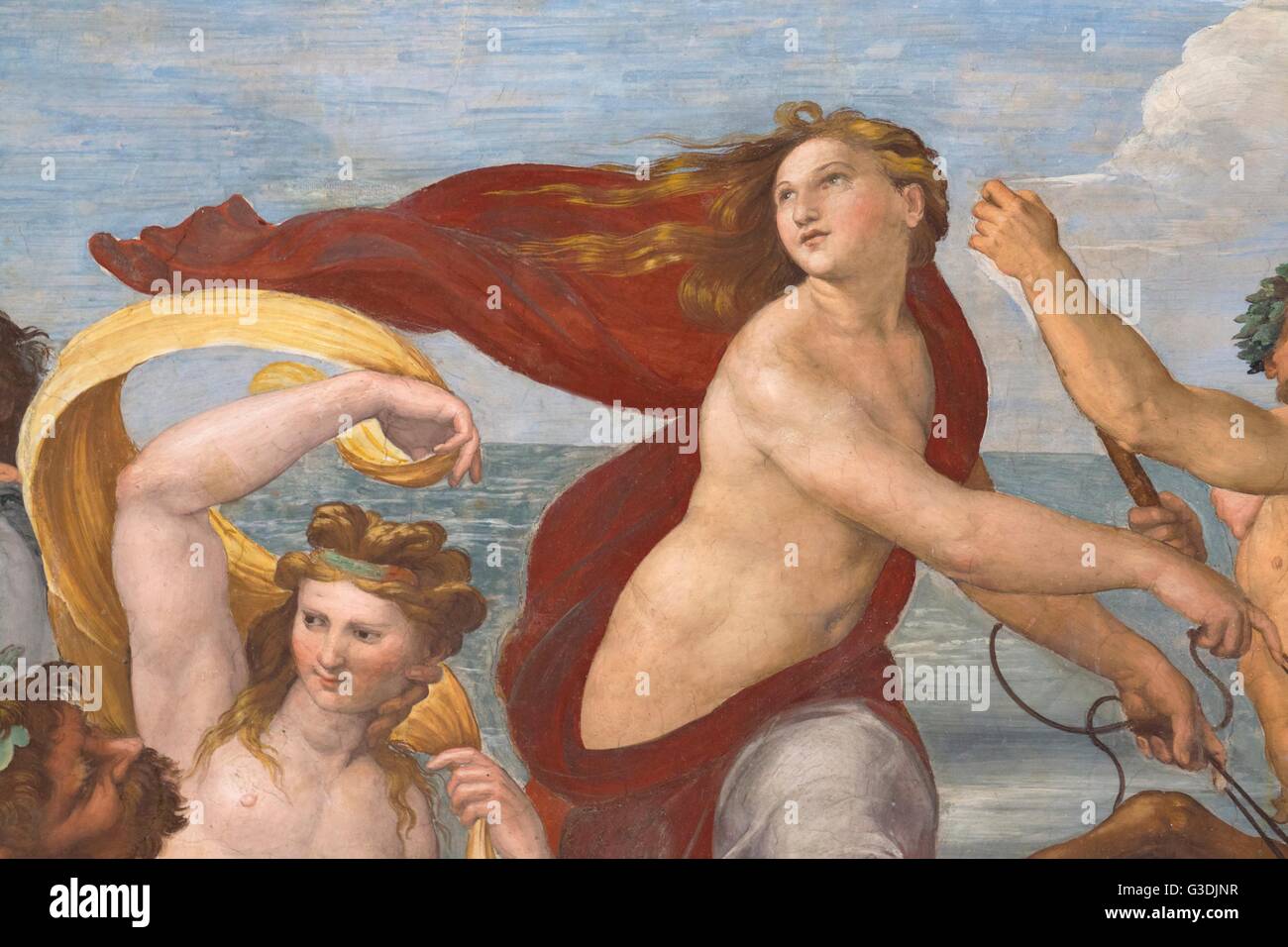 Detail of Triumph of Galatea, by Raphael,1512, Villa Farnesina, Rome, Italy, Europe Stock Photo