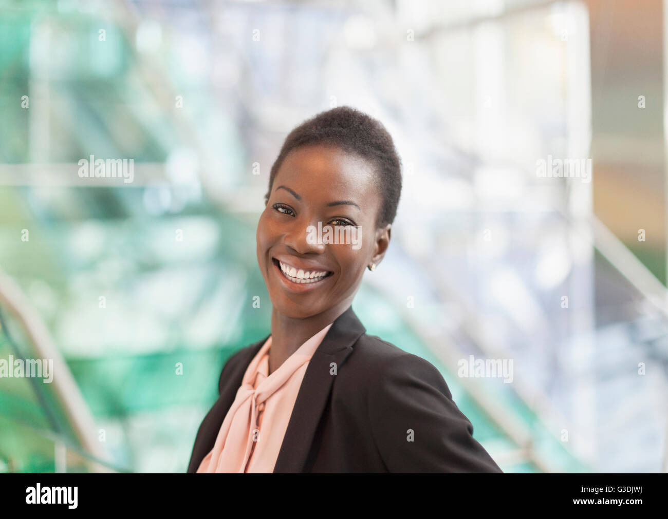 Portrait smiling corporate businesswoman Stock Photo