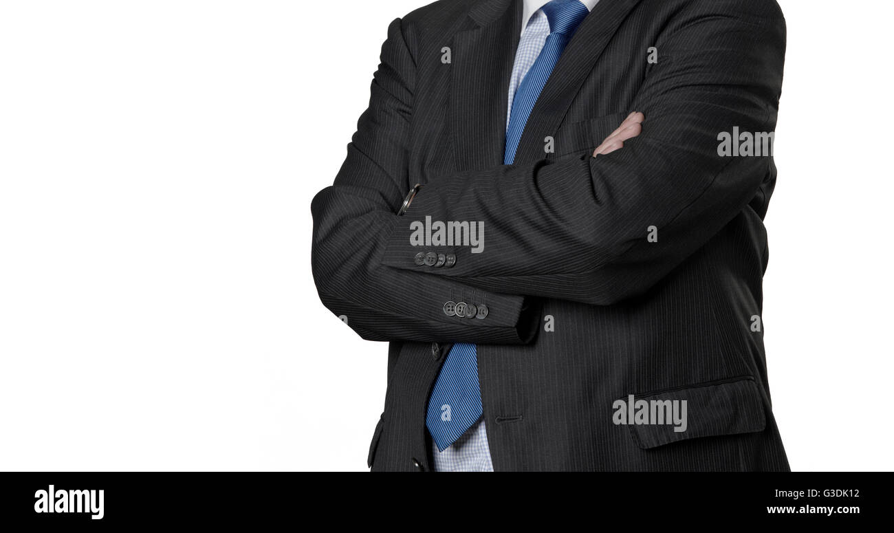 Man in suit detail isolated on white. Horizontal format Stock Photo - Alamy