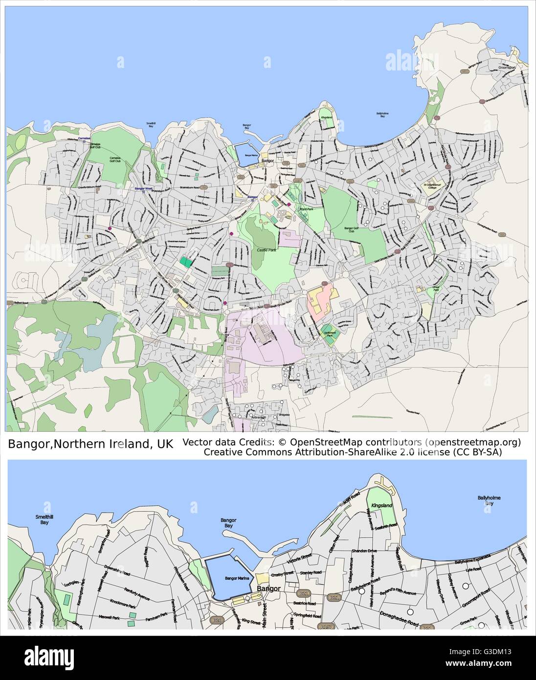 Bangor Northern Ireland Uk City Map G3DM13 