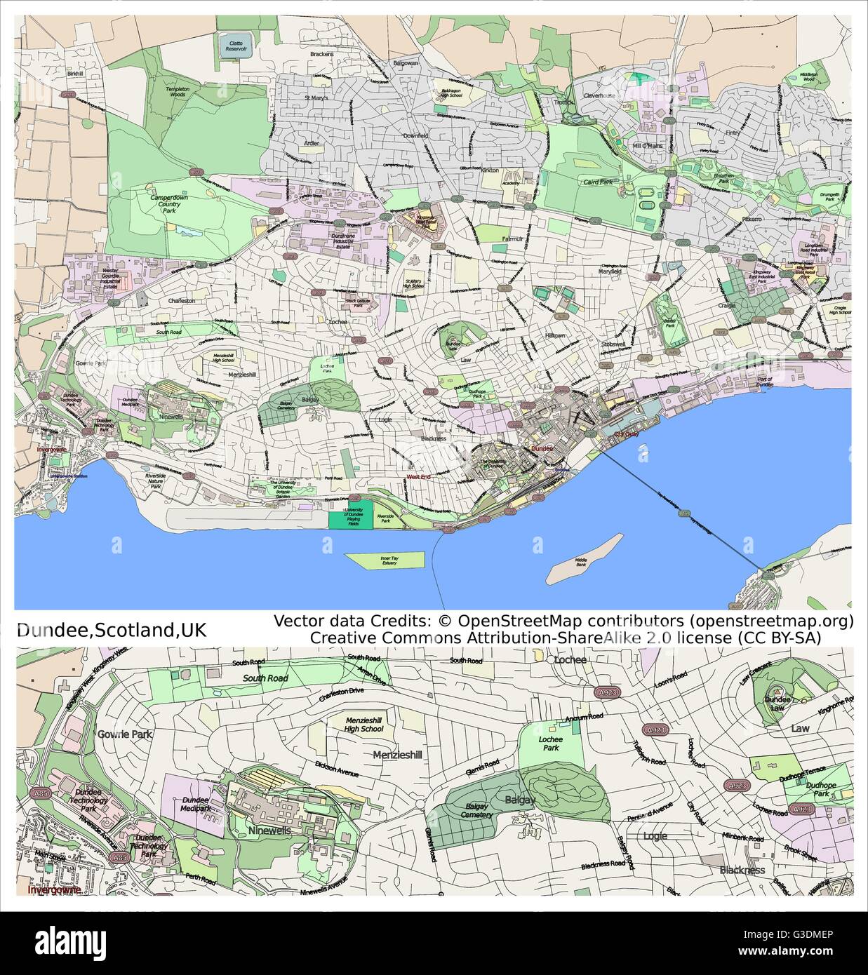 Map Of Dundee City Stock Vector Images Alamy