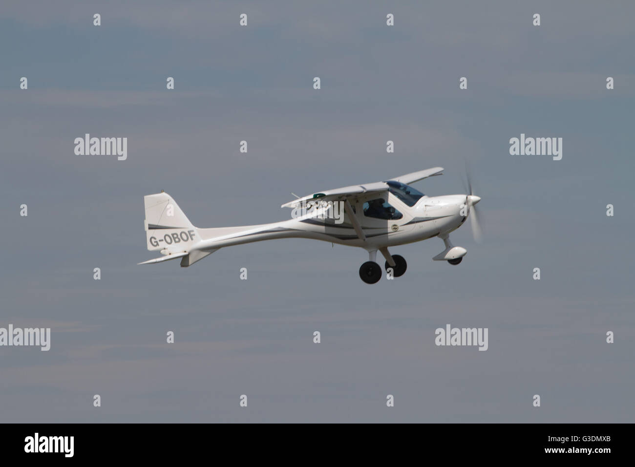 Single propeller light aircraft just after takeoff . Wolverhampton