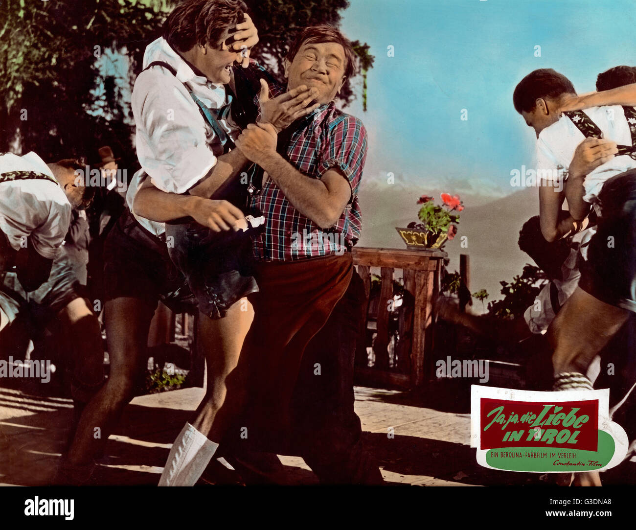 Ja, Ja, die Liebe in Tirol, Deutschland 1955, Regie: Geza von Bolvary, Darsteller: Franz Muxeneder (Mitte) Stock Photo