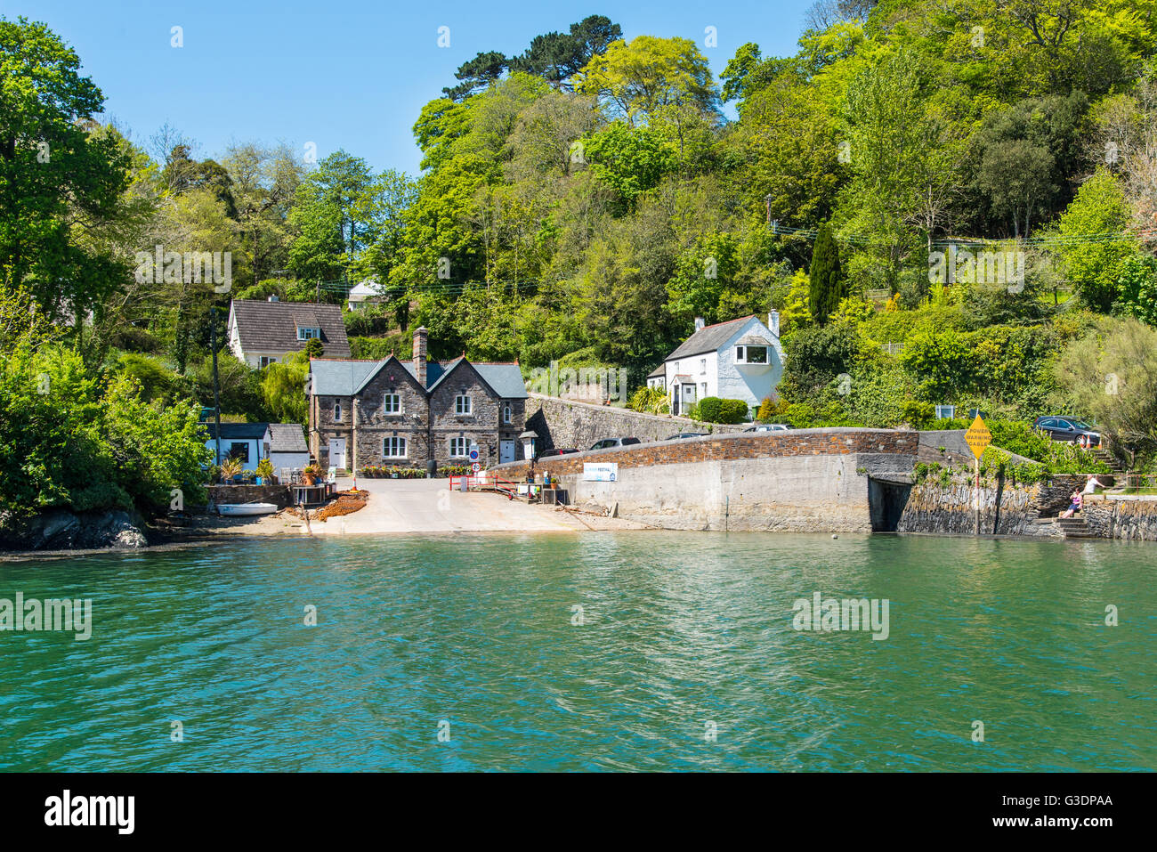 The Feock station of the King Harry Ferry on the River Fal, Cornwall. Stock Photo