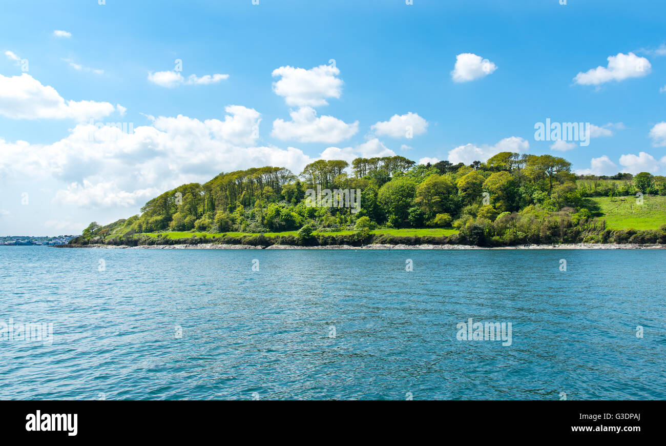 Trefusis Point, on the Carrick Roads, Falmouth, Cornwall, UK Stock
