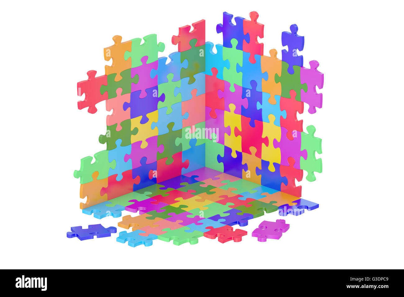 Puzzle Pieces, 3D rendering isolated on white background Stock Photo ...