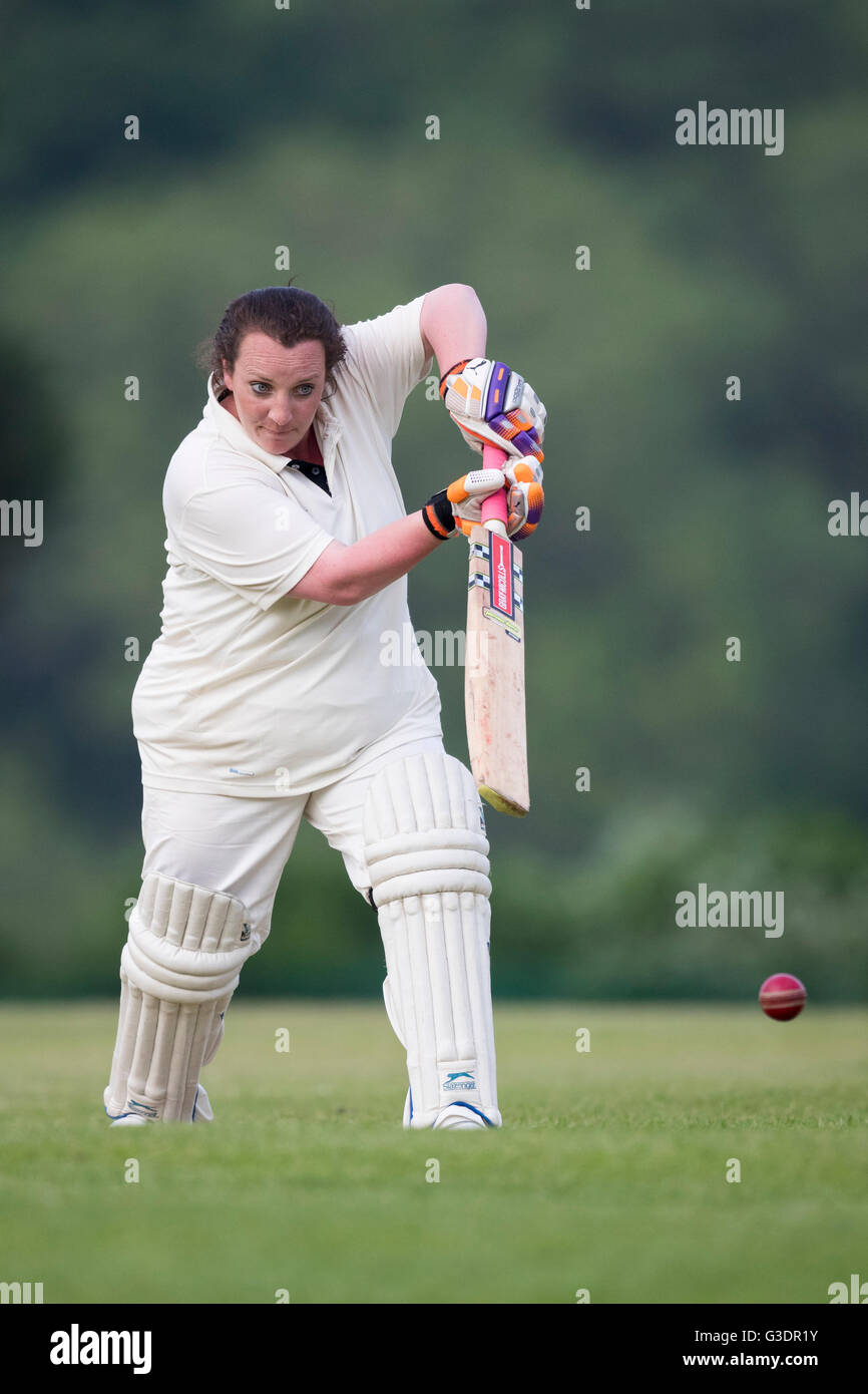 female cricket batsman in action Stock Photo Alamy
