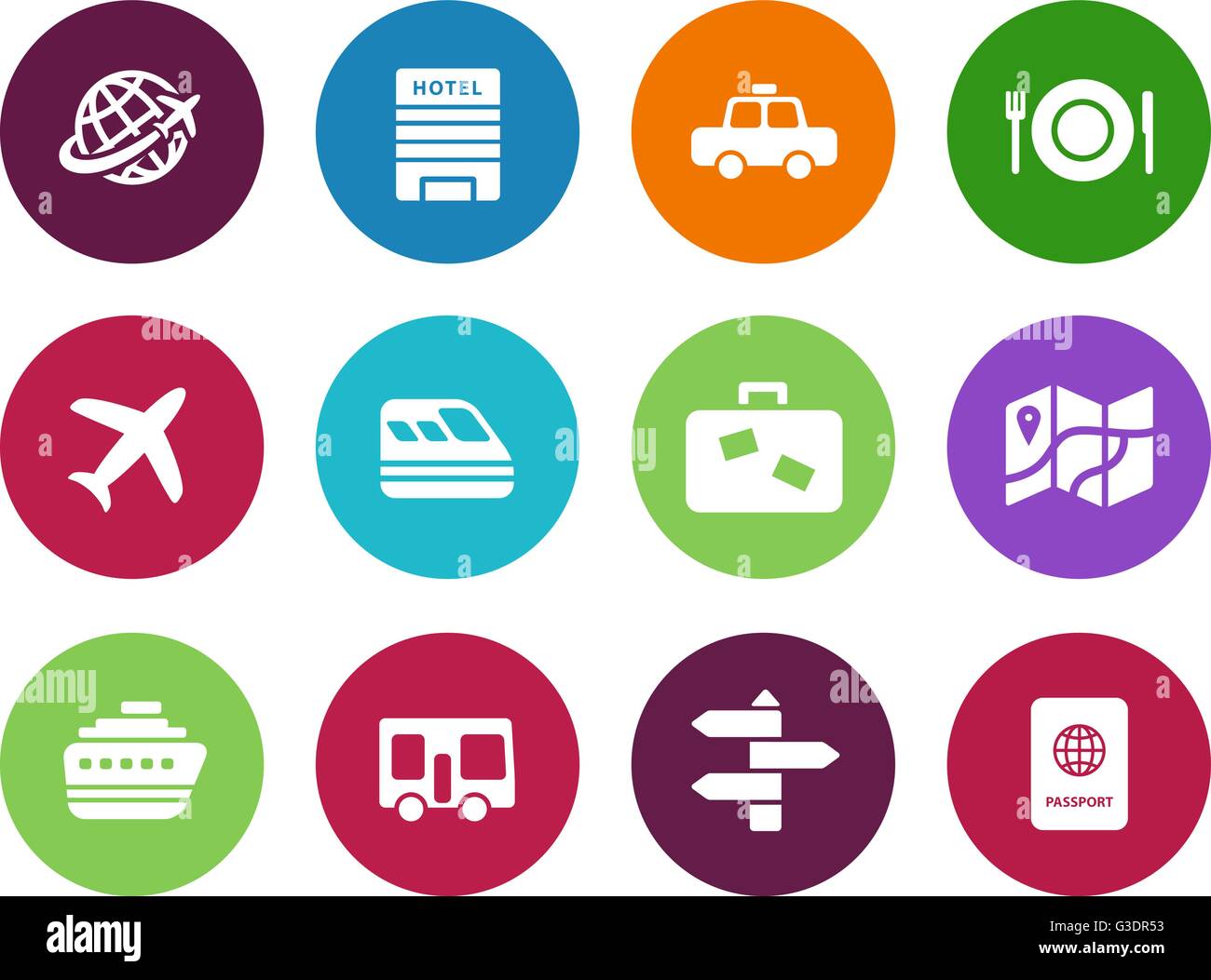 Travel circle icons on white background Stock Vector Image & Art - Alamy