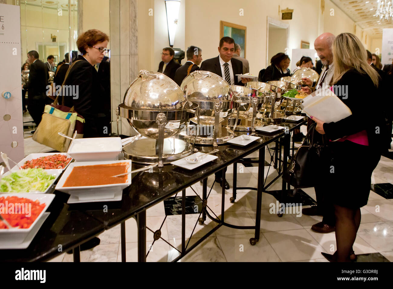 Hotel lunch buffet line during a business event USA Stock Photo Alamy