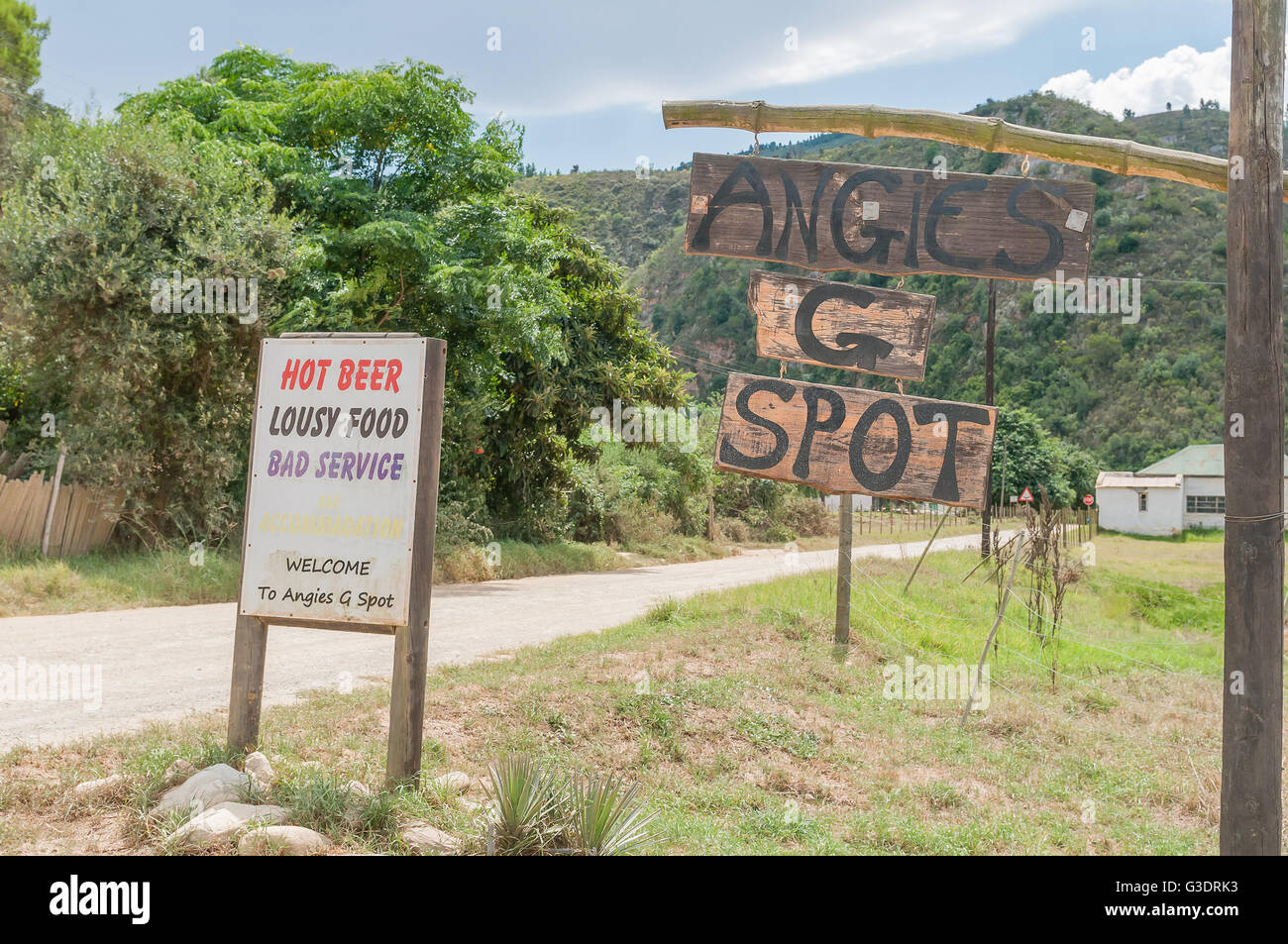 DE VLUGT, SOUTH AFRICA MARCH 5, 2016 Funny sign at a well known