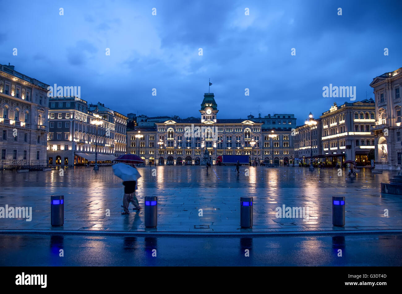 Trieste night friuli venezia giulia europe Stock Photo