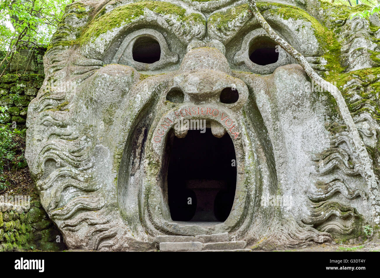 2013 April - 'The Orcus' Statue at the Monster's Garden of Bomarzo in Lazio district (Italy) Stock Photo