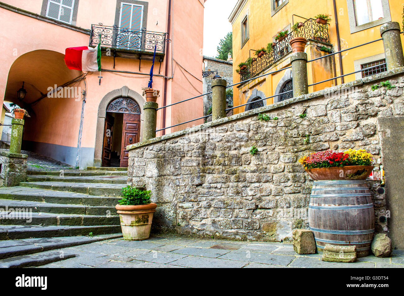 Montefiascone village steps alley - Lazio - Viterbo -  discover Italy Travels Stock Photo