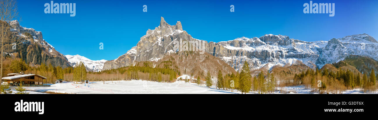 french alps mountain circus named sixt fer a cheval panormaic view Stock Photo