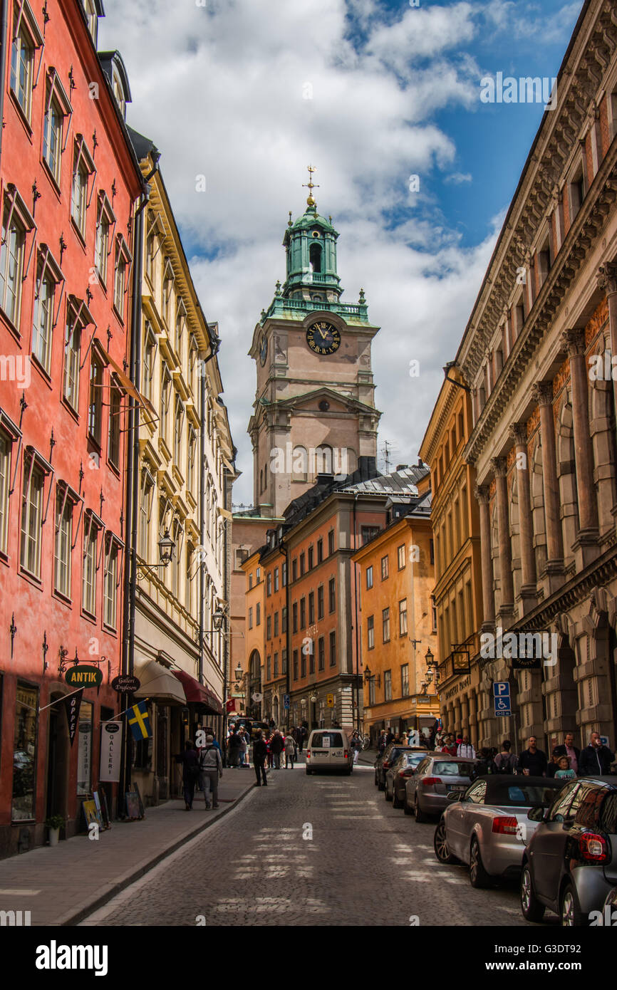Clock tower in Stockholm, Sweden Stock Photo Alamy