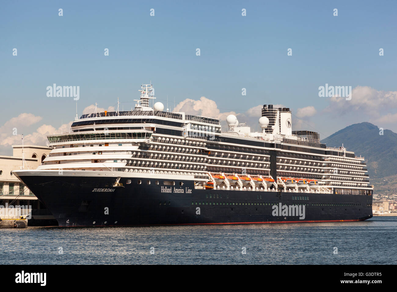 Zuiderdam cruise liner docked at Naples, Campania, Italy Stock Photo