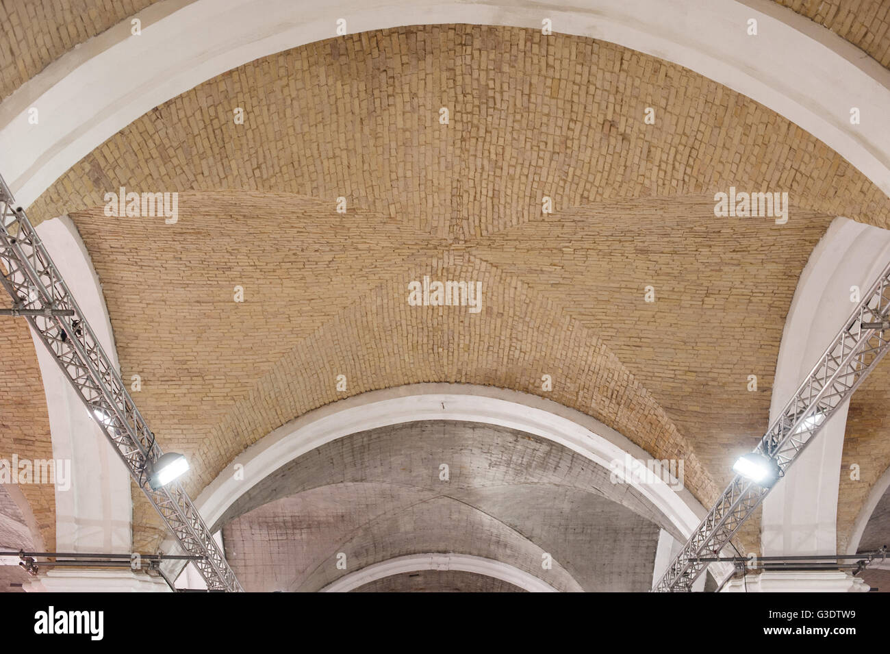 brick lancet arch ceiling in the fortress Stock Photo