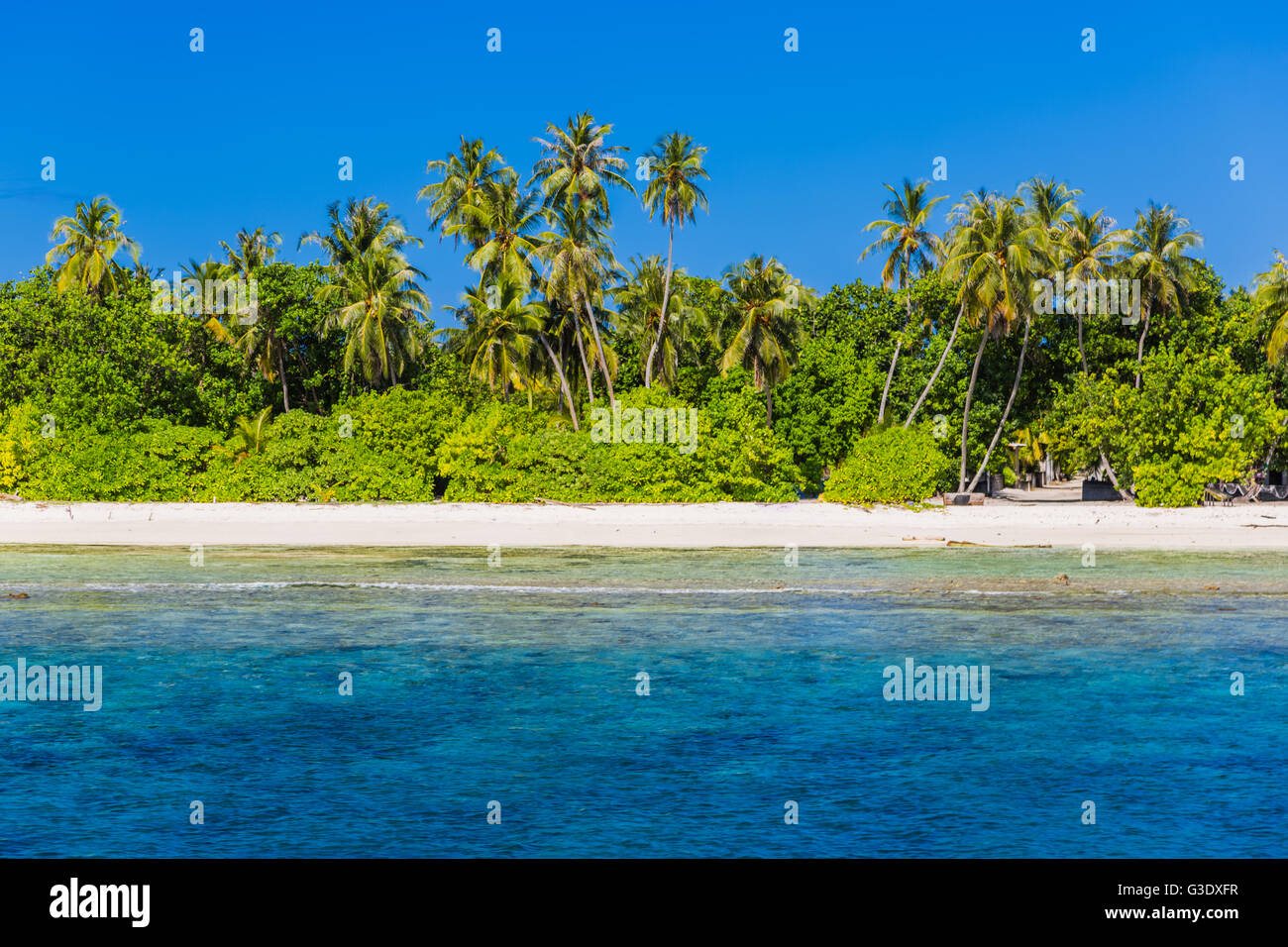 Beautiful beach in Maldives. Summer holiday travel concept. Stock Photo