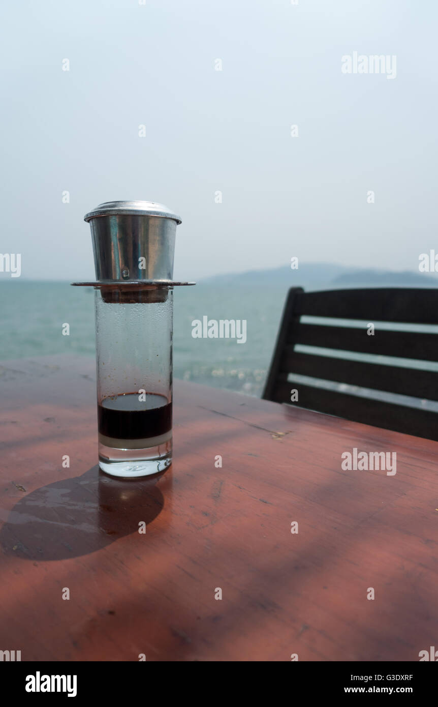 Traditional Vietnamese coffee made with condensed milk, Nha Trang, Vietnam Stock Photo