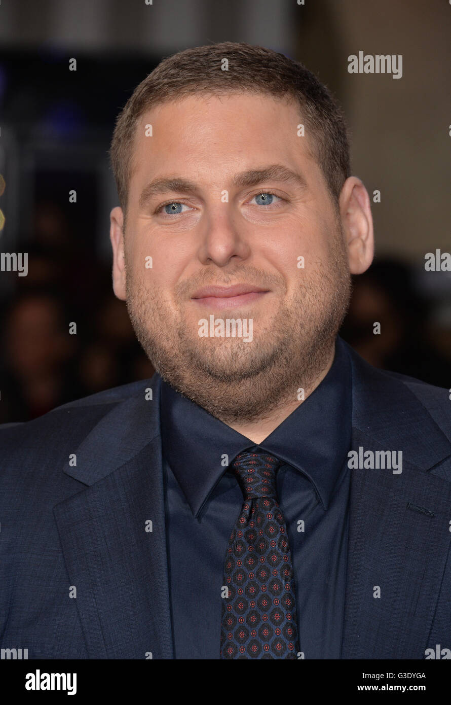 LOS ANGELES, CA - FEBRUARY 1, 2016: Actor Jonah Hill at the world premiere of his movie 'Hail Caesar!' at the Regency Village Theatre, Westwood. Stock Photo