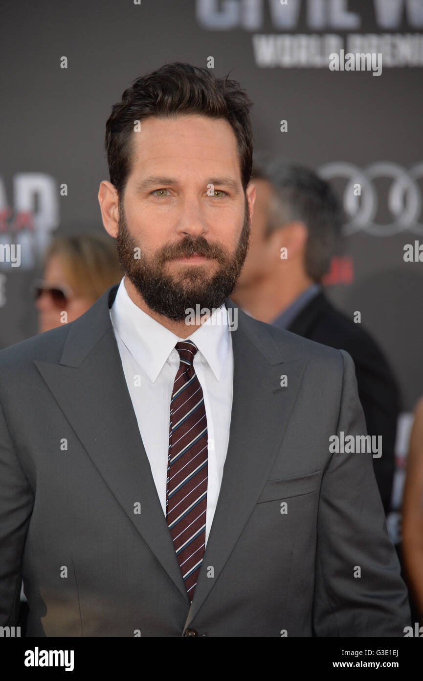 LOS ANGELES, CA. April 12, 2016: Actor Paul Rudd at the world premiere of 'Captain America: Civil War' at the Dolby Theatre, Hollywood. Stock Photo