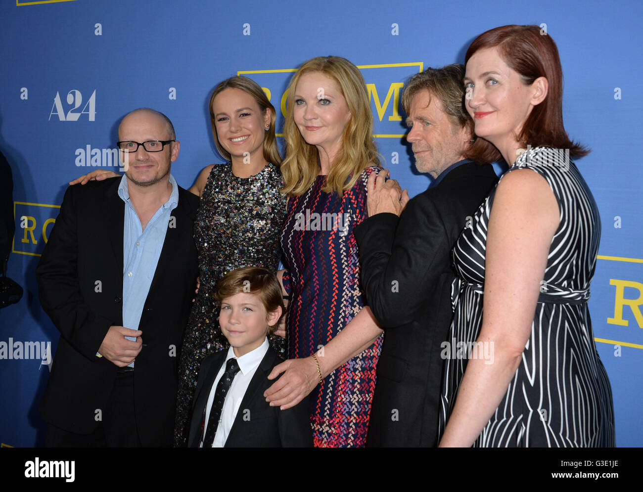 LOS ANGELES, CA - OCTOBER 13, 2015: Actors William H. Macy, Brie Larson, Joan Allen & Jacob Tremblay & director Lenny Abrahmson & screenwriter Emma Donogue at the Los Angeles premiere of their movie 'Room' at the Pacific Design Centre, West Hollywood. Stock Photo