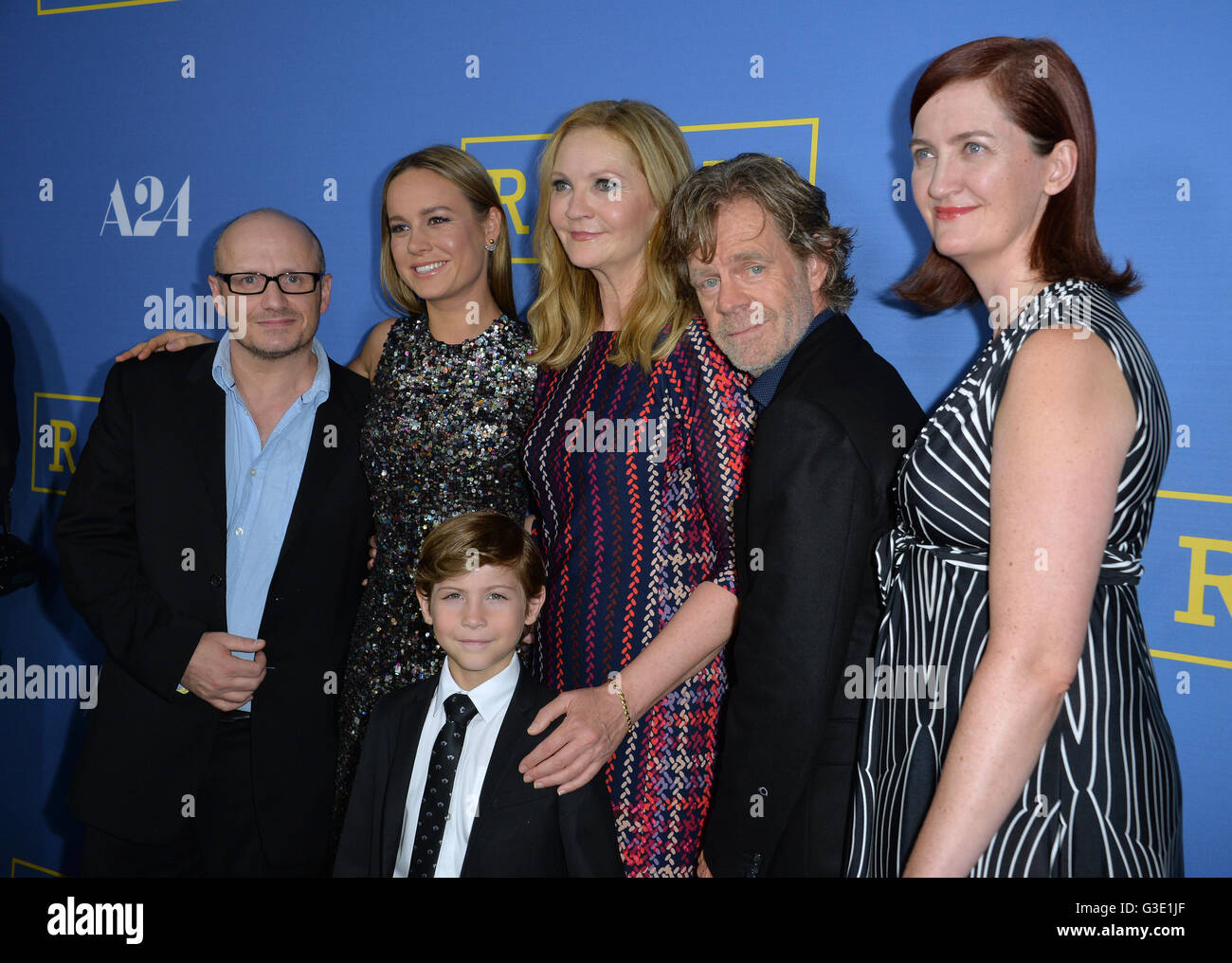 LOS ANGELES, CA - OCTOBER 13, 2015: Actors William H. Macy, Brie Larson, Joan Allen & Jacob Tremblay & director Lenny Abrahmson & screenwriter Emma Donogue at the Los Angeles premiere of their movie 'Room' at the Pacific Design Centre, West Hollywood. Stock Photo