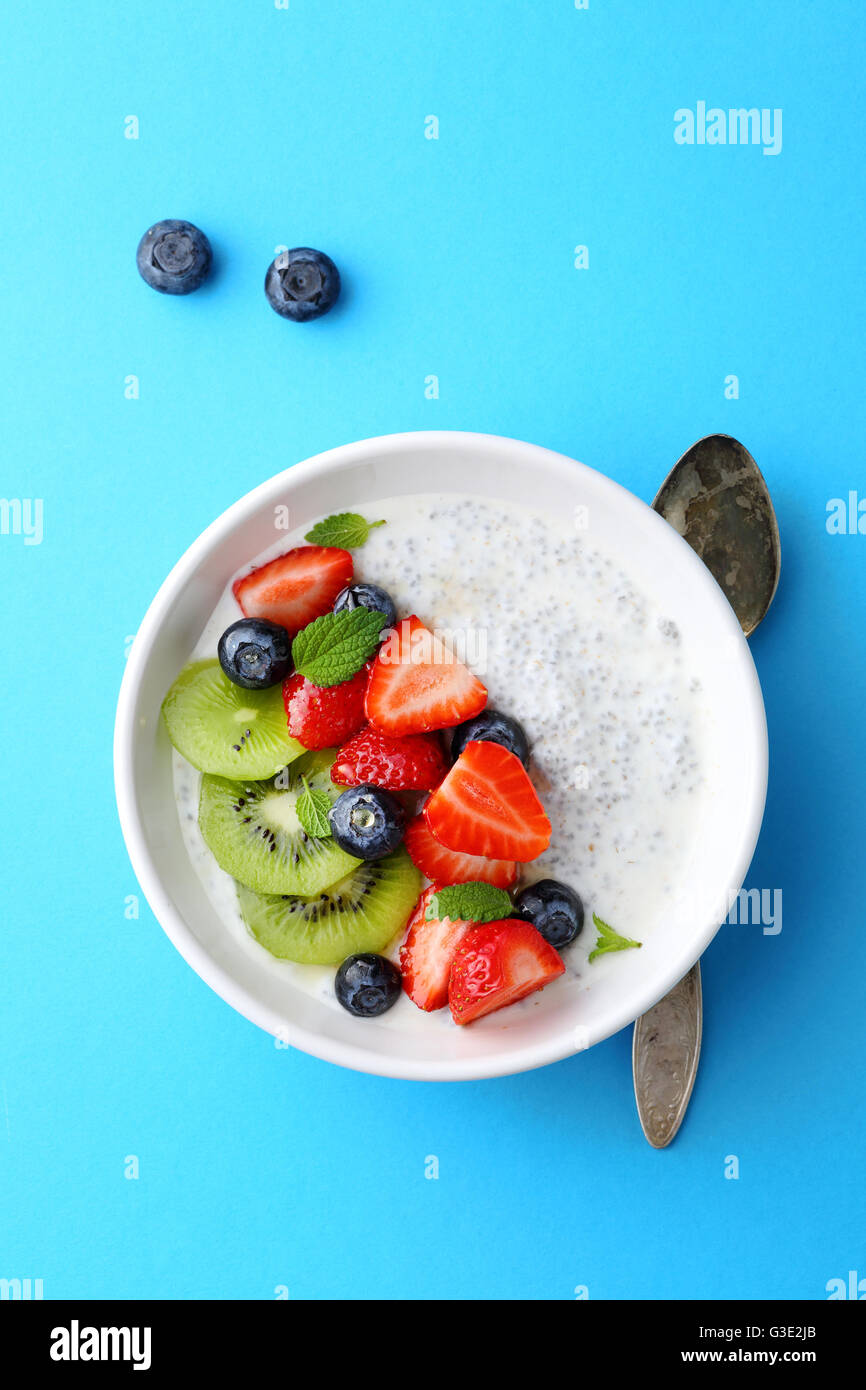 superfood bowl with yogurt and chia, food top view Stock Photo Alamy