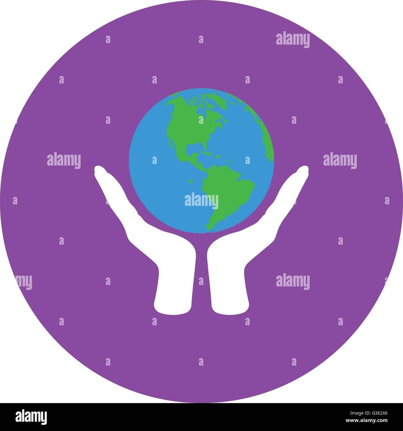 Hands holding planet icon. Flat design. Vector illustration Stock ...