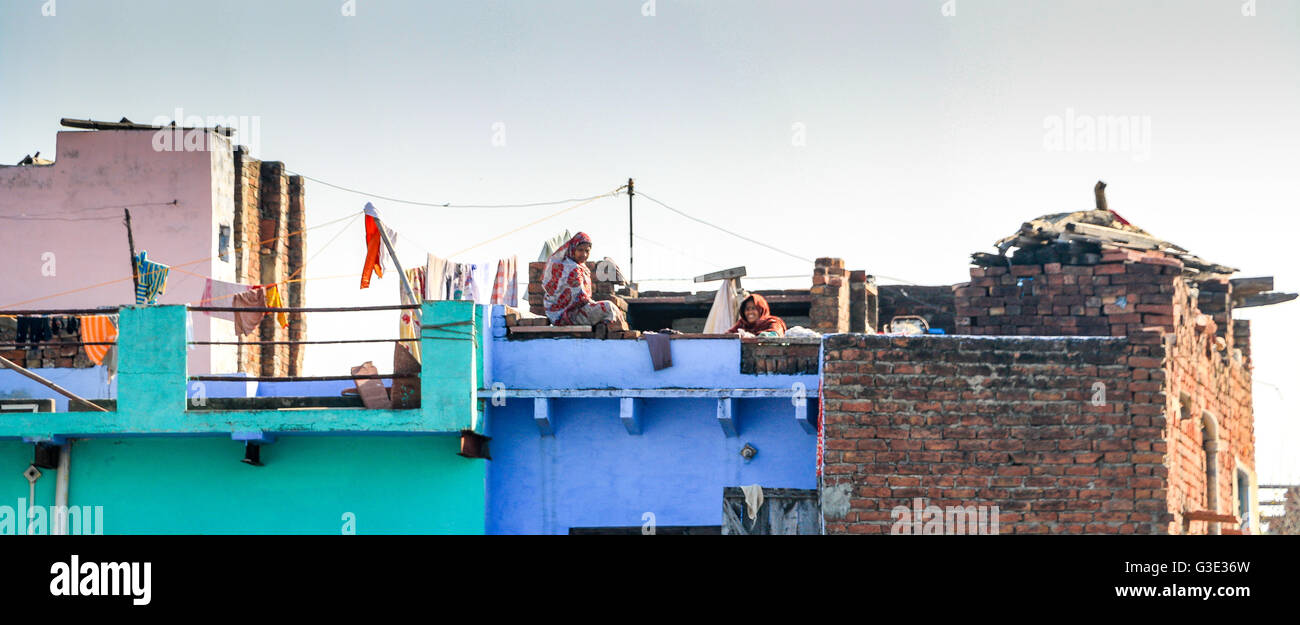 view of roof tops from Train Station, Agra, Uttar Pradesh, India, Asia Stock Photo