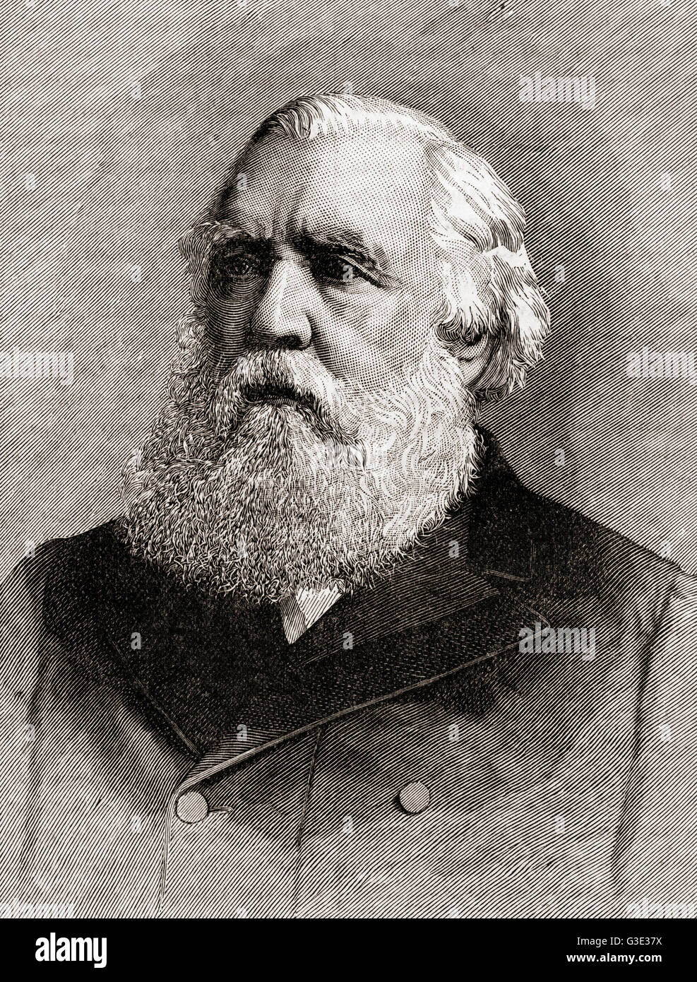 The Rt Hon Sir Austen Henry Layard, 1817 – 1894.  English traveller, archaeologist, cuneiformist, art historian, draughtsman, collector, author, politician and diplomat. Excavator of Nimrud and of Niniveh, where he uncovered in 1851 the library of Ashurbanipal. Stock Photo