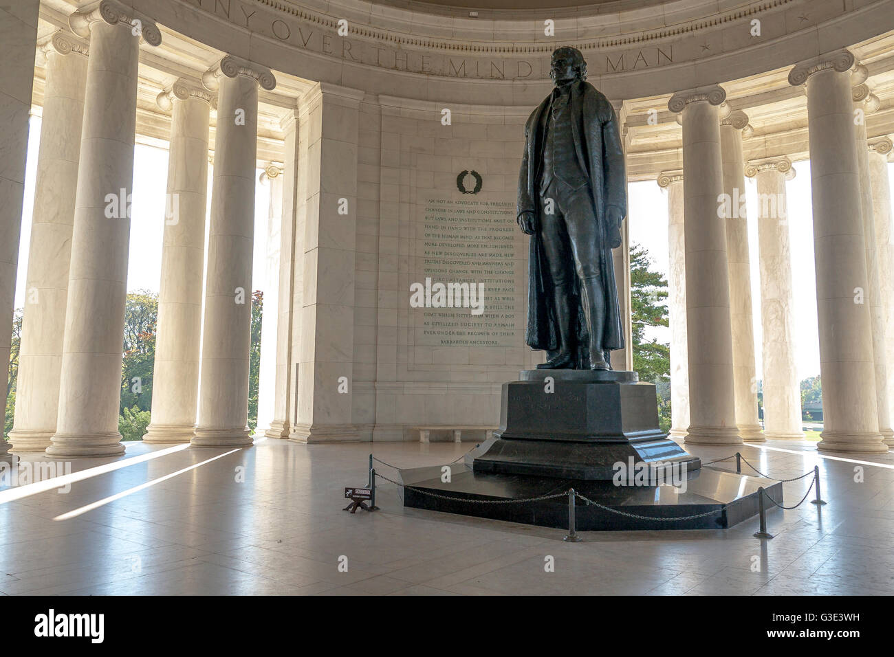 Bronze Statue Of Thomas Jefferson by The Sculptor Rudulph Evans inside The Jefferson Memorial ,Washington DC ,USA Stock Photo